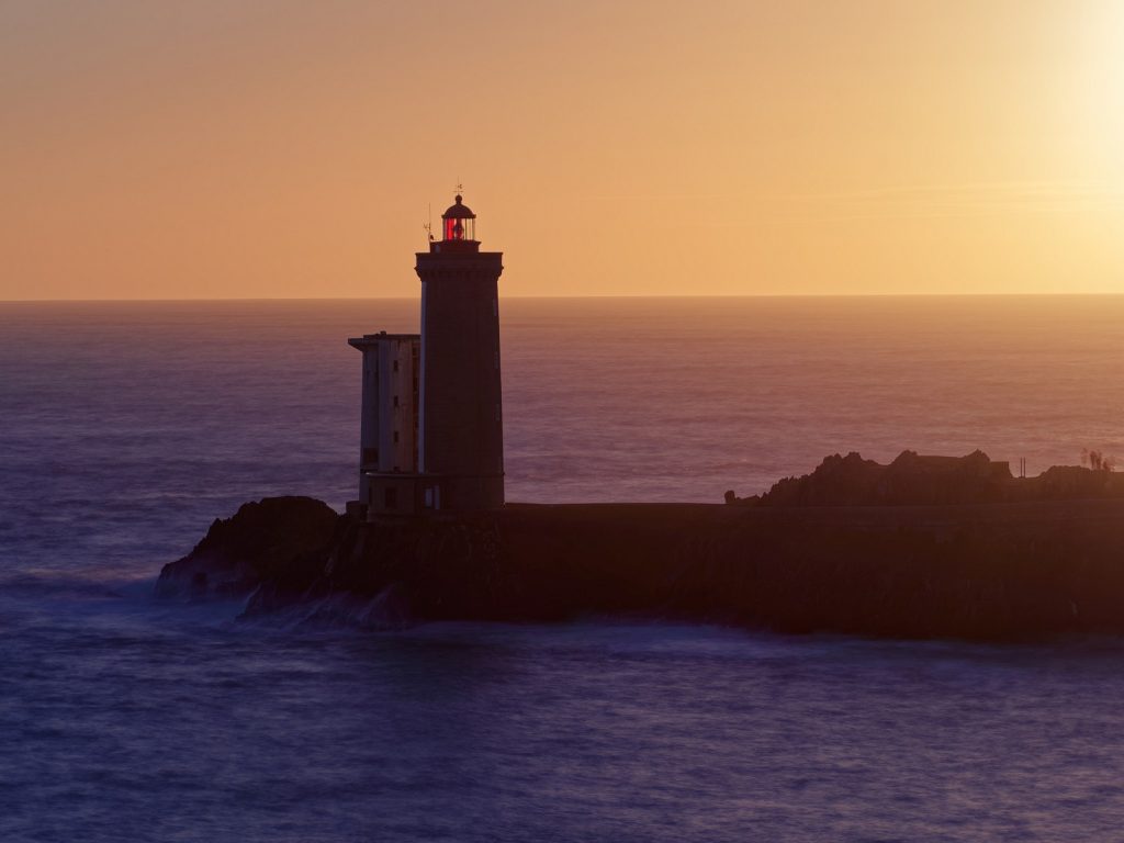 Bretagne, phare, petit, Minou, sunset, coucher de soleil