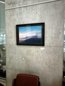 Exposition Paris XIV avec Récurrence Photo. Tableaux de Manu Munier Photographie dans le hall d'accueil de l'immeuble Le Jour.